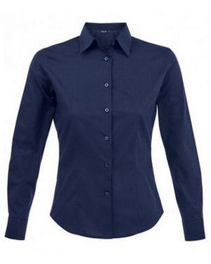 Sol's Ladies Eden Long Sleeve Fitted Work Shirt (Dark) - Blue