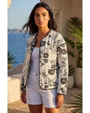 Roman Floral Print Cotton Jacket - Grey