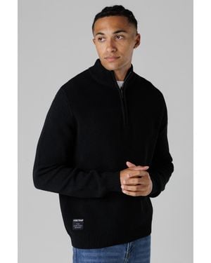 Firetrap Cotton Rich Half Zip Funnel Neck Jumper - Black