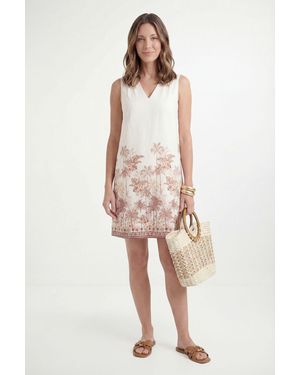 Wallis Petite Palm Print Sleeveless Shift Dress - Natural