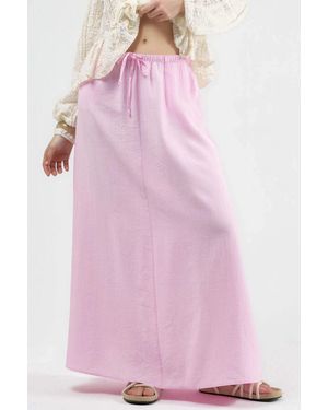 Busem Hoge Taille A-Lijn Maxi Rok - Roze