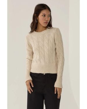 Hiccup Hair Braid Pattern Crew Neck Jumper - Natural