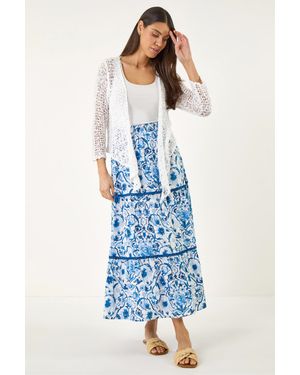 Roman Waterfall Popcorn Knitted Cardigan - Blue