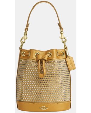 COACH Crystal Embellished Mini Bucket Bag - Metallic