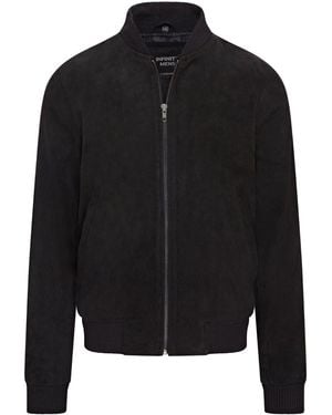 Infinity Leather Soft Goat Suede Ma-1 Varsity Bomber Jacket - Black