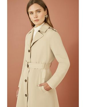 Yumi' Belted Long Trench Coat With Belt - Natural