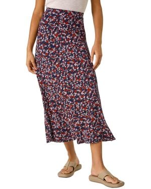 Roman Ditsy Floral Stretch Midi Skirt - Red