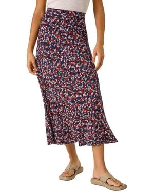 Roman Ditsy Floral Stretch Midi Skirt - Red