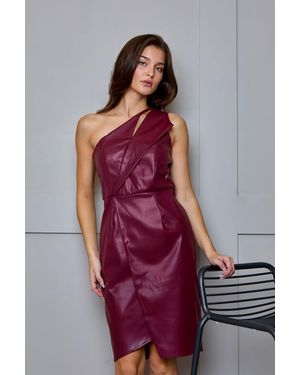Chi Chi London One Shoulder Pu Cut Out Mini Dress - Red