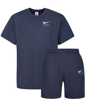 Nike Athletic T-Shirt And Shorts Set - Blue
