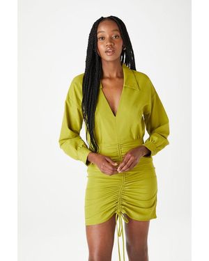 Urban Bliss Marseille Ruche Shirt Dress - Yellow