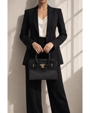 SVNX Crocodile-Print Handbag - Black