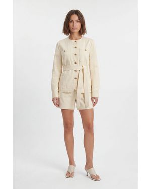 Karen Millen Cotton Utility Button Detail Short - Natural