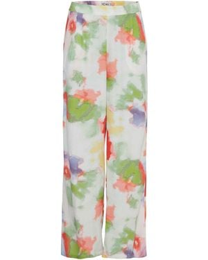 Ichi Cloud Patterned Cilovi Trouser - White