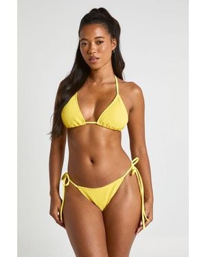 Boohoo Textured Triangle Bikini Top - Orange