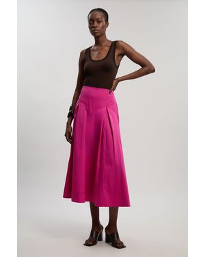 Karen Millen Cotton Woven Prom Skirt With Dropped Waist Detail - Pink