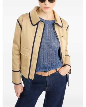 Fay Stretch Gabardine Caban Jacket - Blue