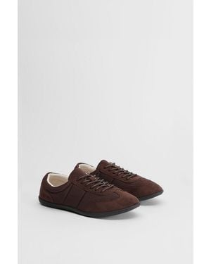 Oasis Tracey Faux Suede Flat Lace Up Trainers - Brown