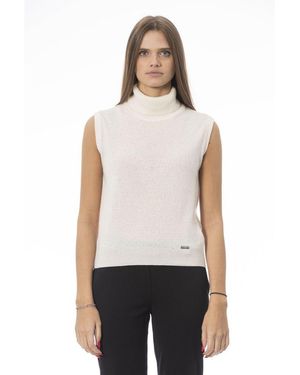 Baldinini Mouwloos Turtleneck Cashmere Vest - Wit