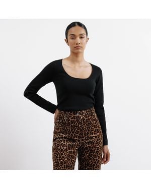 Albaray Scoop Neck Knit Top - Black