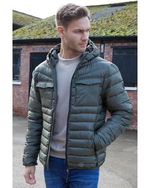 Threadbare Lightweight Hooded Puffer Jacket - Blue