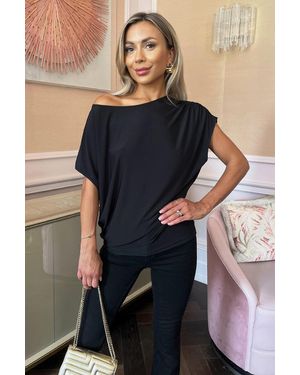 AX Paris Asymmetric Draped Top - Blue