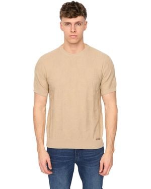 Duck and Cover Littleton Knitted T-Shirt (Light Stone) - Blue