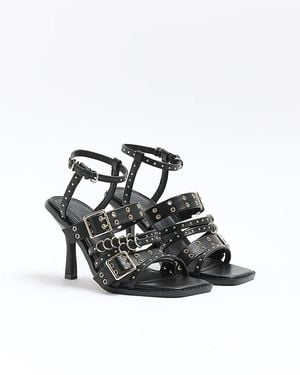 River Island Heeled Sandals Buckle Pu - White