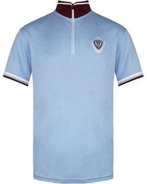 Rossignol Short Sleeve 3/4 Zip Up Light Virage Polo Shirt Rldmy10 794 Cotton - Blue