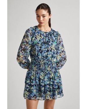 Pepe Jeans Coral Printed Dress Multi - Blue