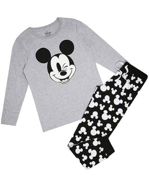 Disney Ladies Mickey Mouse Wink Long Pyjama Set (//) - Grey