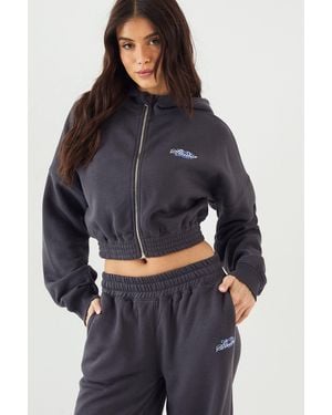 DSGN Studio Sport Boxy Crop Zip Through Hoodie - Blue