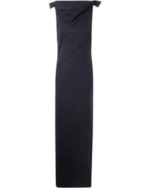 Jean Paul Gaultier Long Backless Dress With Belt On The Back - Blue