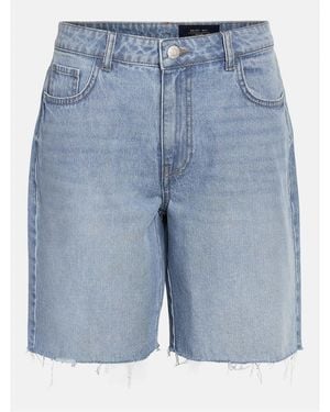 Noisy May Loose Baggy Fit Denim Bermuda Shorts - Blue
