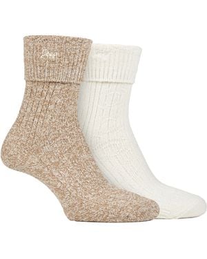 Jeep Ladies Turn Cuff Socks - Natural