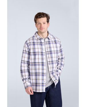 Mountain Warehouse 'Cove' Check Flannel Shirt Cotton Buttoned Breathable Top - White