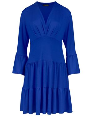 Conquista Royal Jersey Tiered Dress - Blue