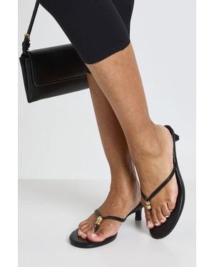 Boohoo Trim Detail Toe Post Heeled Mules - Black