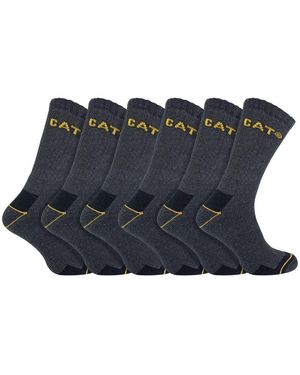 Caterpillar 6 Pack Heavy Duty Work Socks For Steel Toe Boots - Blue