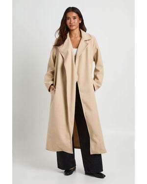 Boohoo Oversized Maxi Wool Look Coat - Natural