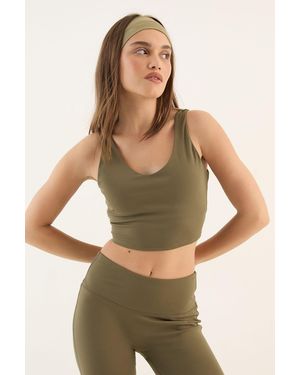 DSGN Studio Sculpt Longline Plunge Sports Bra - Green