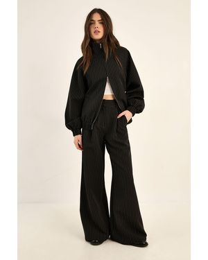 Nasty Gal Tailored Pinstripe Track Pant Co-Ord - Black