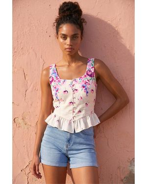 D.u.s.k Floral Button Up Front Blouse - Blue
