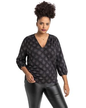 Roman Curve Glitter Sparkle Tunic Top - Black