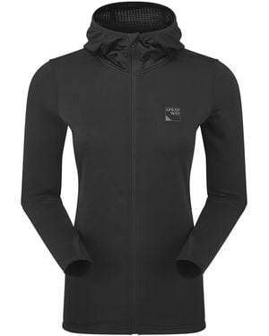 Sprayway Ladies Soft Fleece Full Zip Hoody Top With Thumb Loops For Winter Hikes - Black