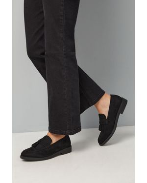 Good for the Sole Wide Fit Paula Faux Suede Tassel Loafers - Black