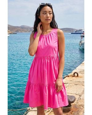 Roman Petite Cotton Tiered Smock Dress - Pink