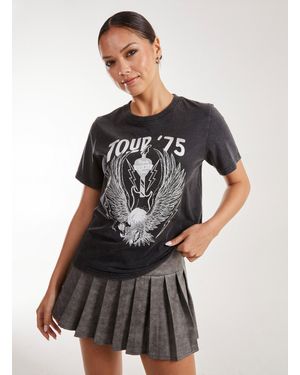 Pink Vanilla Rock Band Acid Wash Tee - Multicolour