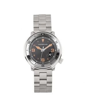 Morphic M74 Series Leather-Band Watch W/Magnified Date Display - White