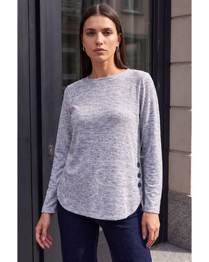 Roman Round Hem Button Top - Grey